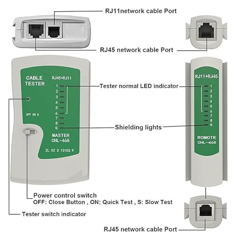 Lan Tester, RJ45 And RJ11 Network Cable Tester With 9V Battery, LED Indicators RJ12 CAT5 CAT 6 UTP Ethernet Lan Cable