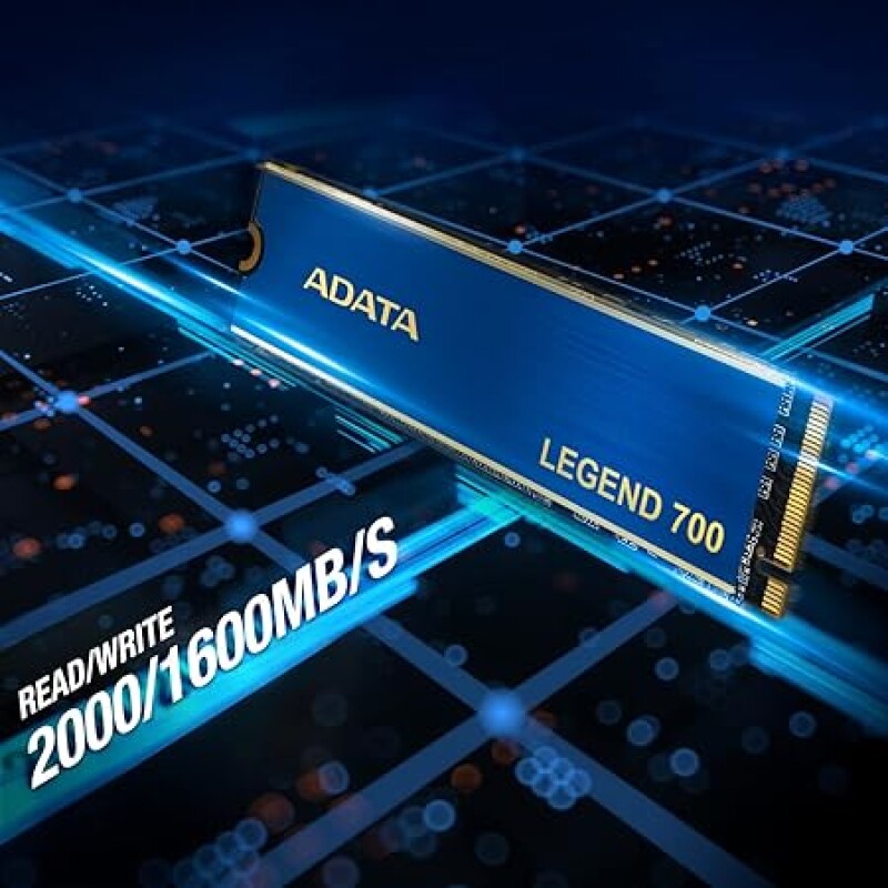 ADATA Legend 700 256GB PCIe Gen3 x4 NVMe 1.3 M.2 2280 Solid State Drive/SSD, Speed Up to 2000 MB/s Read and 1600 MB/s Wr
